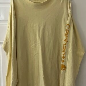 Carhartt Loose Fit Long Sleeve T-Shirt Yellow Cotton Men's L Crew Neck